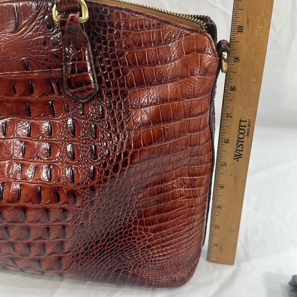 SOLD!! Lg Duxbury Dome Croc Embossed Leather Satchel Shoulder Bag W/Strap/Cover - Picture 12 of 16